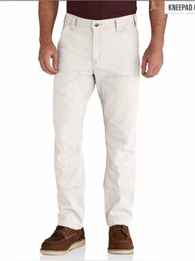 Carhartt Double Knee Pants Mens 42x32 Ivory Carpenter Workwear USA Canvas